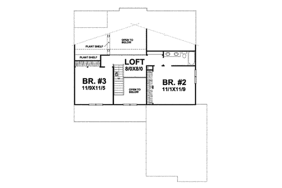 Floor Plan - Upper Floor for Craftsman House Plan #50-284 - 3 bed, 2.5 bath