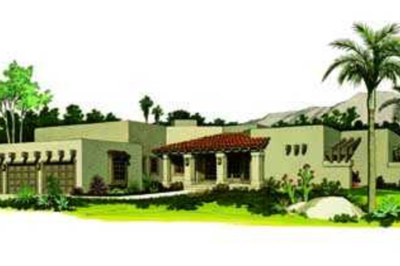 House Blueprint - Adobe / Southwestern Exterior - Front Elevation Plan #72-167