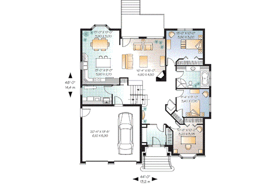 Floor Plan - Main Floor for European House Plan #23-658 - 3 bed, 2 bath