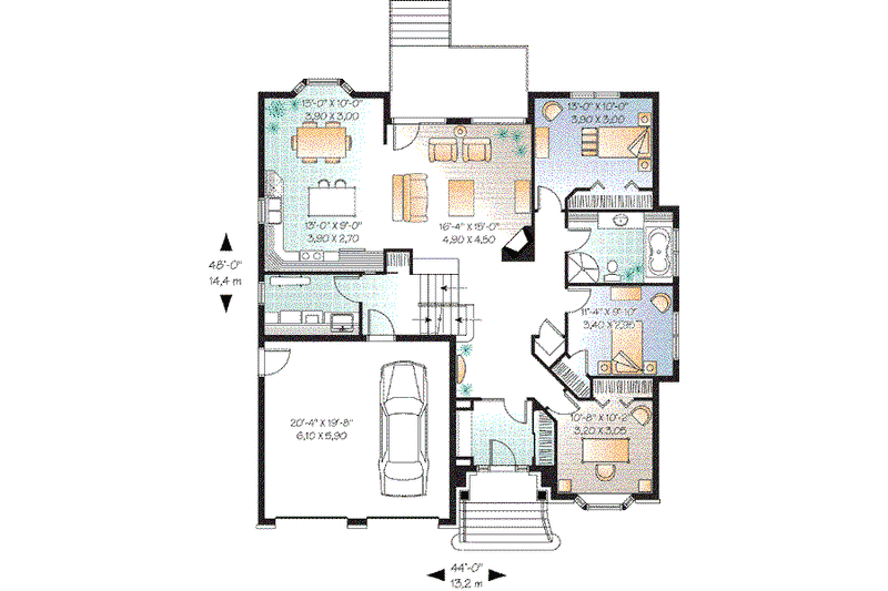 Home Plan - Floor Plan - Main Floor for European House Plan #23-658 - 3 bed, 2 bath