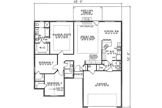 Floor Plan - Main Floor for European House Plan #17-1107 - 3 bed, 2 bath