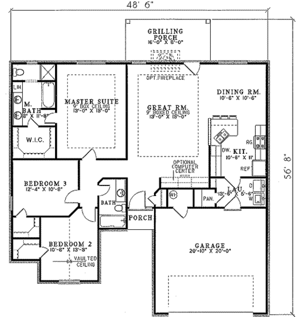 European Style House Plan - 3 Beds 2 Baths 1574 Sq/Ft Plan #17-1107 ...