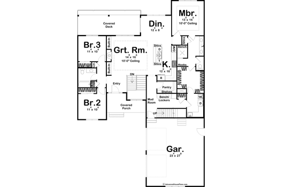 Floor Plan - Main Floor for Farmhouse House Plan #455-276 - 3 bed, 2 bath