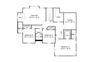 Floor Plan - Upper Floor for Traditional House Plan #135-209 - 7 bed, 6 bath