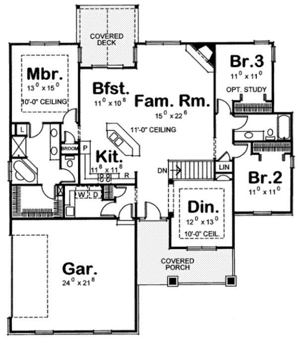 Architectural House Design - Craftsman Floor Plan - Main Floor Plan #20-1715