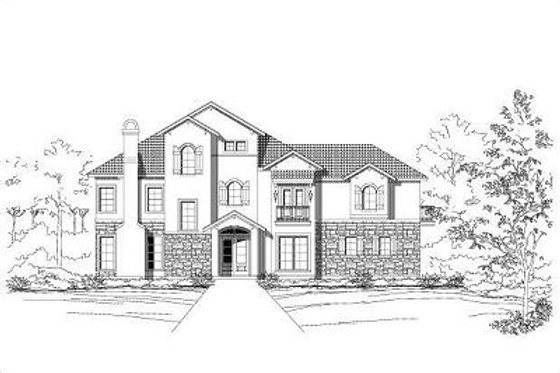 Exterior - Front Elevation for European House Plan #411-646 - 3 bed, 3.5 bath