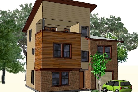 Exterior - Front Elevation for Contemporary House Plan #512-4 - 3 bed, 3 bath