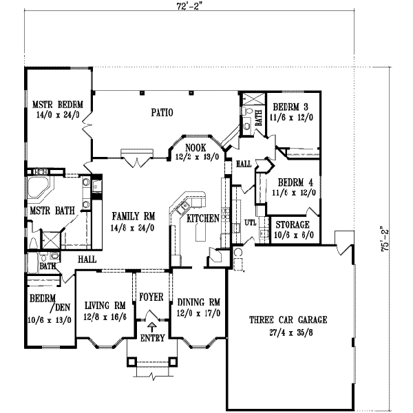 Adobe / Southwestern Floor Plan - Main Floor Plan #1-1092
