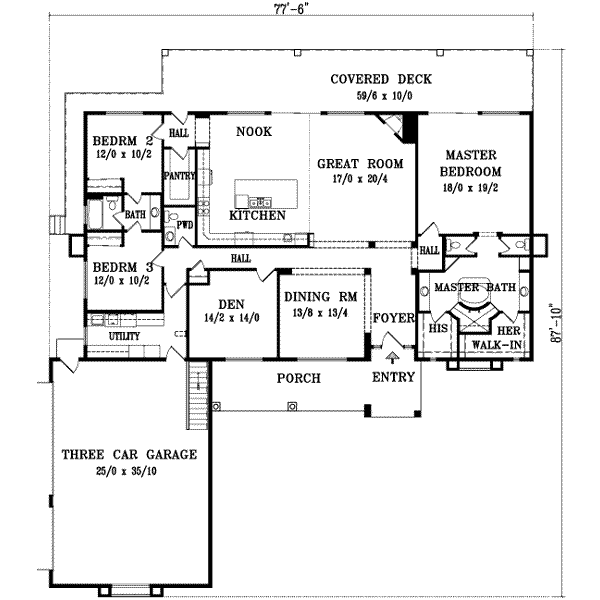 Adobe / Southwestern Floor Plan - Main Floor Plan #1-997