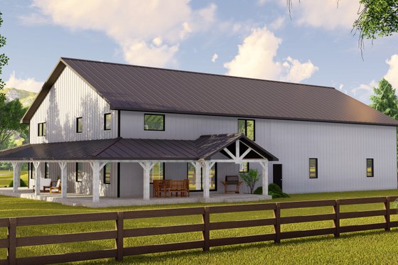 Exterior - Rear Elevation 1 for Barndominium House Plan #1064-450 - 4 bed, 3.5 bath