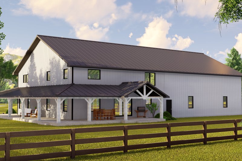 House Blueprint - Exterior - Rear Elevation 1 for Barndominium House Plan #1064-450 - 4 bed, 3.5 bath