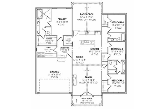 Floor Plan - Main Floor for Barndominium House Plan #1096-100 - 4 bed, 3 bath