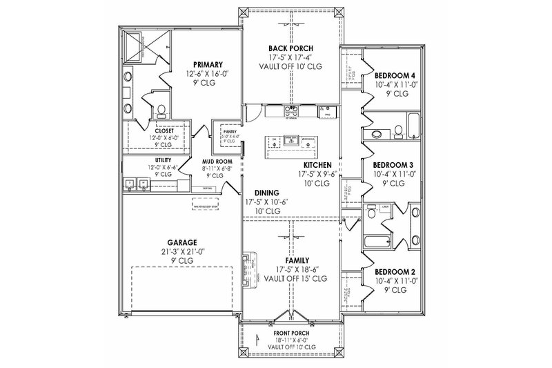 Dream House Plan - Floor Plan - Main Floor for Barndominium House Plan #1096-100 - 4 bed, 3 bath