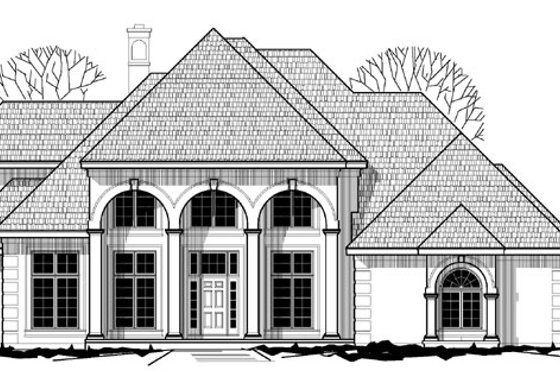 Exterior - Front Elevation for European House Plan #67-462 - 4 bed, 4.5 bath
