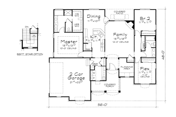 Floor Plan - Main Floor for Traditional House Plan #20-2096 - 3 bed, 2 bath