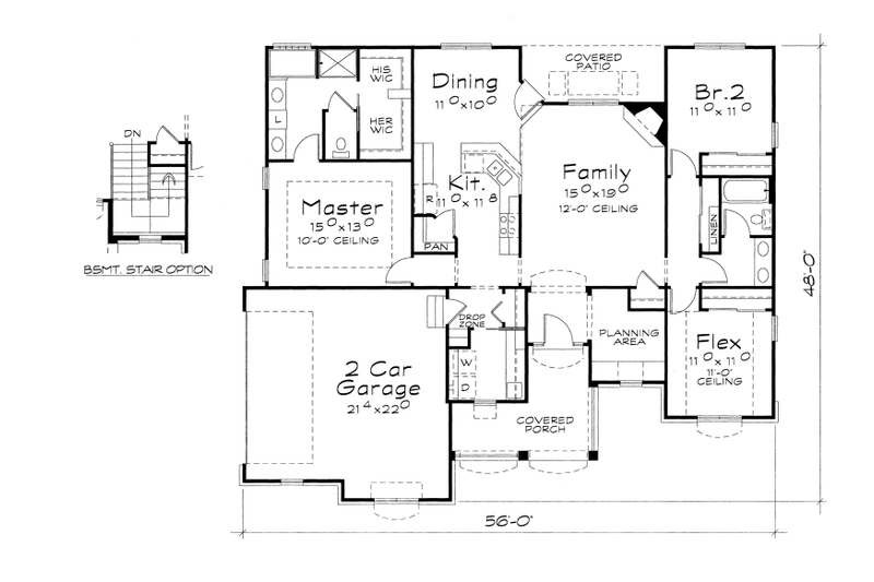 House Blueprint - Floor Plan - Main Floor for Traditional House Plan #20-2096 - 3 bed, 2 bath