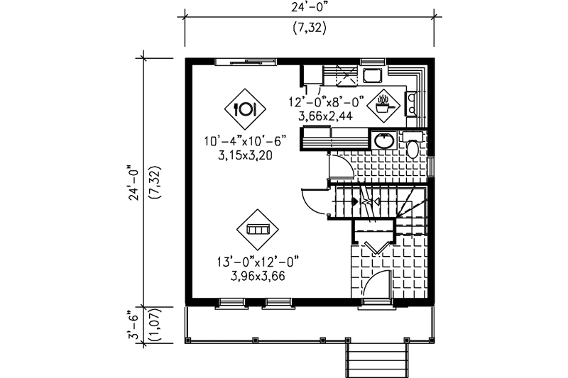 Dream House Plan - Floor Plan - Main Floor for Victorian House Plan #25-290 - 3 bed, 1.5 bath
