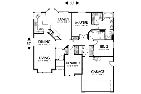 Floor Plan - Main Floor for Traditional House Plan #48-193 - 3 bed, 2 bath