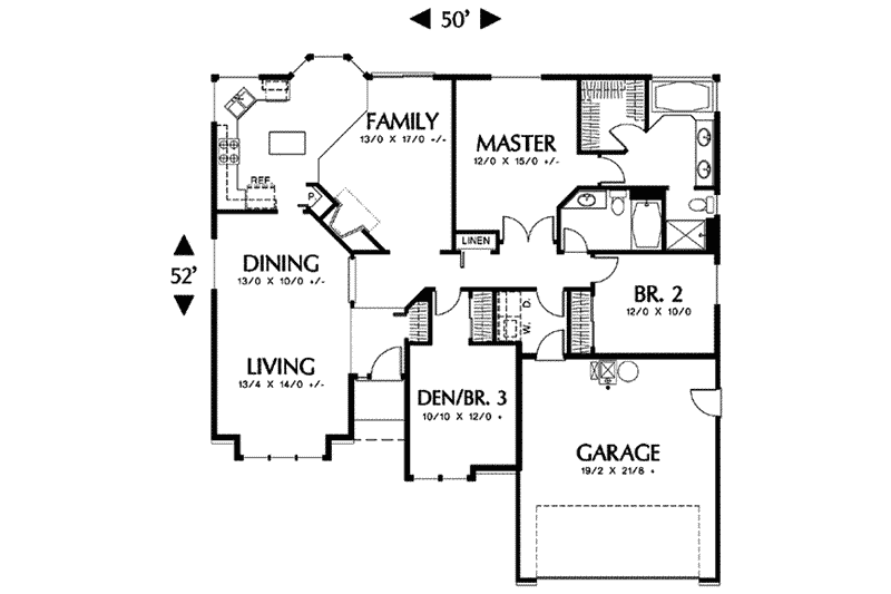 Home Plan - Floor Plan - Main Floor for Traditional House Plan #48-193 - 3 bed, 2 bath
