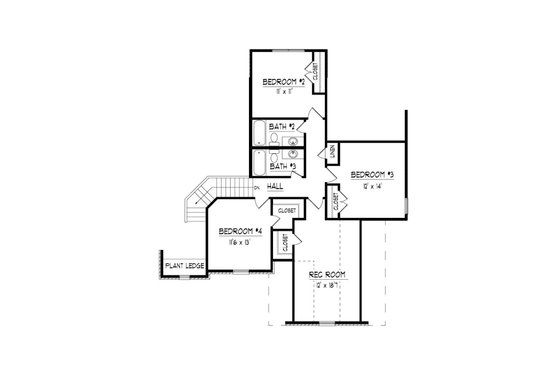 Floor Plan - Upper Floor for Traditional House Plan #424-425 - 4 bed, 3.5 bath