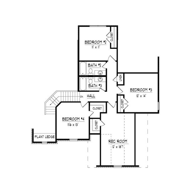 Traditional Floor Plan - Upper Floor Plan #424-425