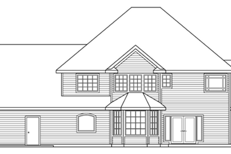 Home Plan - Exterior - Rear Elevation for European House Plan #124-271 - 4 bed, 3.5 bath