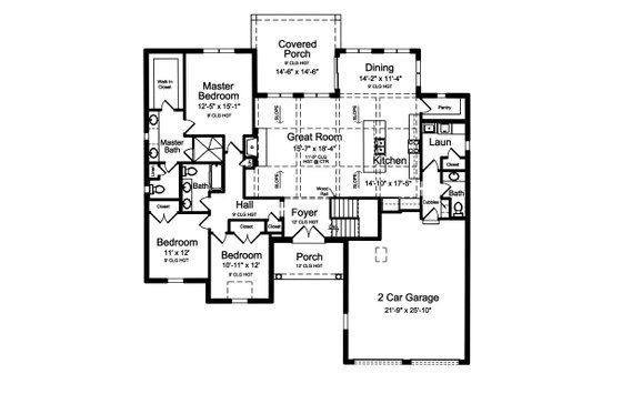 Floor Plan - Main Floor for Ranch House Plan #46-881 - 3 bed, 2.5 bath