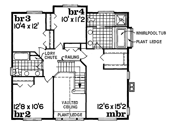 Country Floor Plan - Upper Floor Plan #47-305