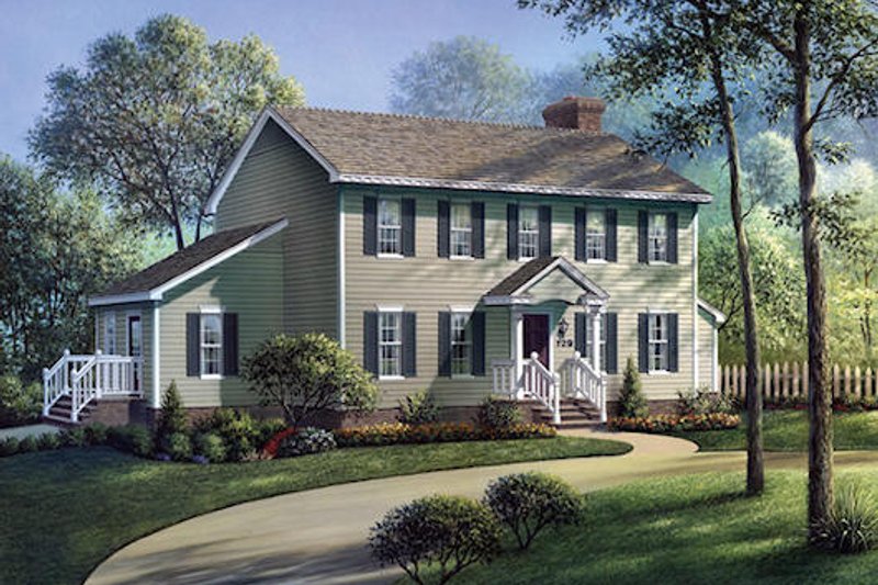 Colonial Style House Plan - 4 Beds 2.5 Baths 2032 Sq/Ft Plan #57-203