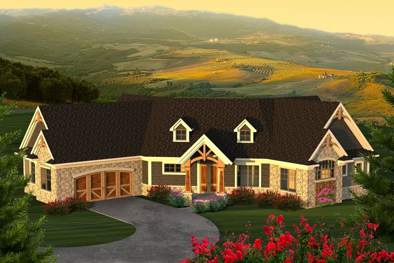 Architectural House Design - Country Exterior - Front Elevation Plan #70-1225