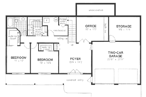 Floor Plan - Lower Floor for Southern House Plan #18-9141 - 4 bed, 3 bath