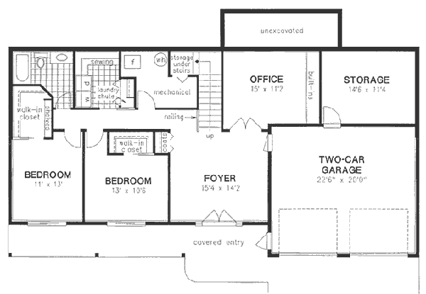 Architectural House Design - Southern Floor Plan - Lower Floor Plan #18-9141
