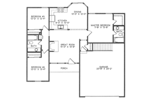 Floor Plan - Main Floor for European House Plan #6-211 - 3 bed, 2 bath