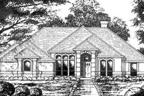 Exterior - Front Elevation for European House Plan #40-421 - 3 bed, 2 bath