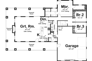 Floor Plan - Main Floor for Barndominium House Plan #455-273 - 3 bed, 2.5 bath