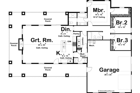 Floor Plan - Main Floor for Barndominium House Plan #455-273 - 3 bed, 2.5 bath