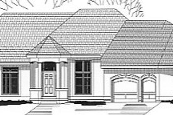Exterior - Front Elevation for European House Plan #67-370 - 3 bed, 3.5 bath