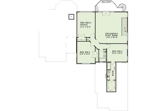 Floor Plan - Upper Floor for European House Plan #17-201 - 5 bed, 4 bath