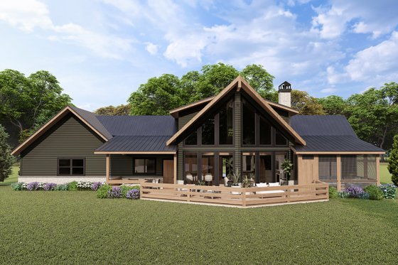 Exterior - Rear Elevation for Craftsman House Plan #124-1370 - 3 bed, 2.5 bath