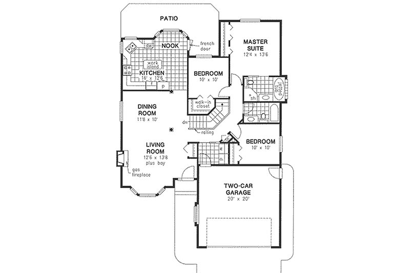 Architectural House Design - Floor Plan - Main Floor for Traditional House Plan #18-1014 - 3 bed, 2 bath