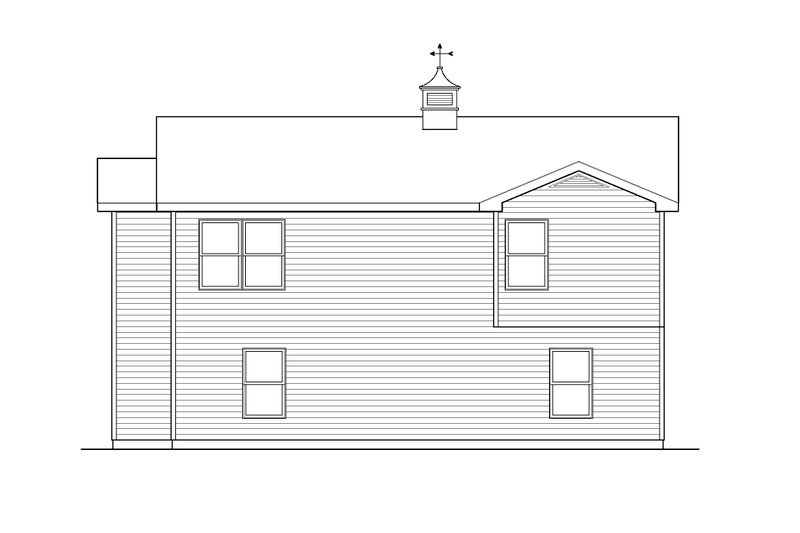 House Blueprint - Exterior - Rear Elevation for Colonial House Plan #22-429 - 2 bed, 1 bath