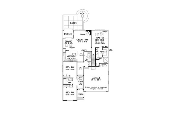 Floor Plan - Main Floor for Cottage House Plan #929-1083 - 3 bed, 2 bath