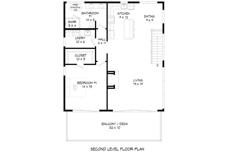 House Plan Design - Floor Plan - Upper Floor for Contemporary House Plan #932-473 - 1 bed, 2 bath