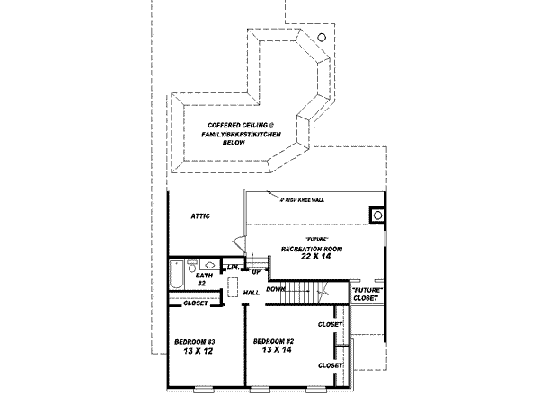 Floor Plan - Upper Floor for Colonial House Plan #81-553 - 3 bed, 2.5 bath