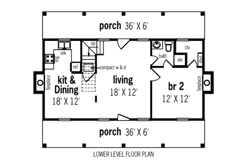 Dream House Plan - Floor Plan - Main Floor for Cabin House Plan #45-335 - 2 bed, 2 bath