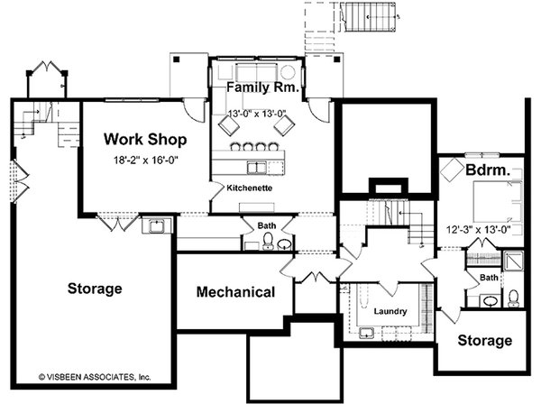 Floor Plan - Lower Floor for Country House Plan #928-47 - 4 bed, 2.5 bath