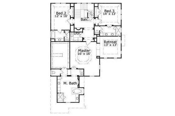 Floor Plan - Upper Floor for European House Plan #411-869 - 3 bed, 3.5 bath