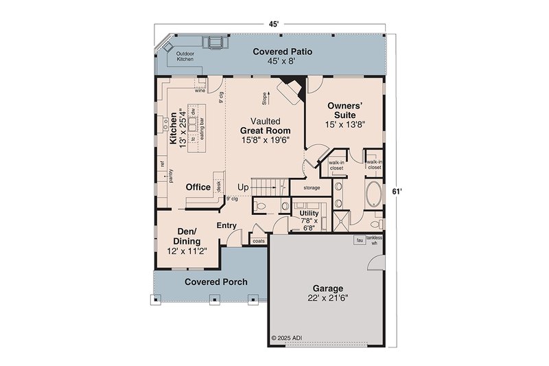 Dream House Plan - Floor Plan - Main Floor for Craftsman House Plan #124-1201 - 3 bed, 2 bath