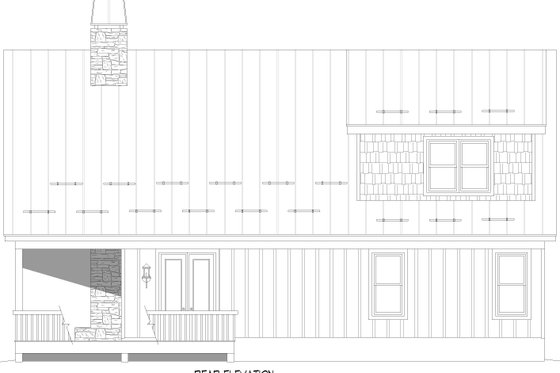 Exterior - Rear Elevation for Farmhouse House Plan #932-1099 - 3 bed, 2.5 bath