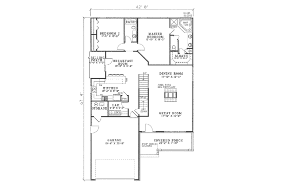 Floor Plan - Main Floor for Traditional House Plan #17-2070 - 4 bed, 3 bath